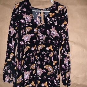 F21 Floral Long-sleeve Dress